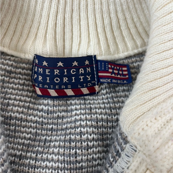 Vintage American Priority Knit Zip Sweater Geometric Southwestern Design XXL - Picture 9 of 16